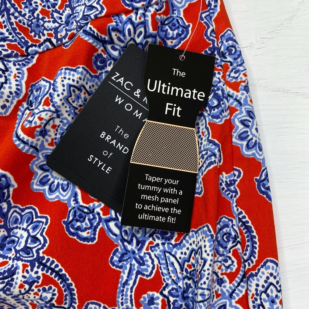 NWT Zac & Rachel Pull On Crop Pant Red Blue Paisley Sz. 20W - Picture 4 of 11